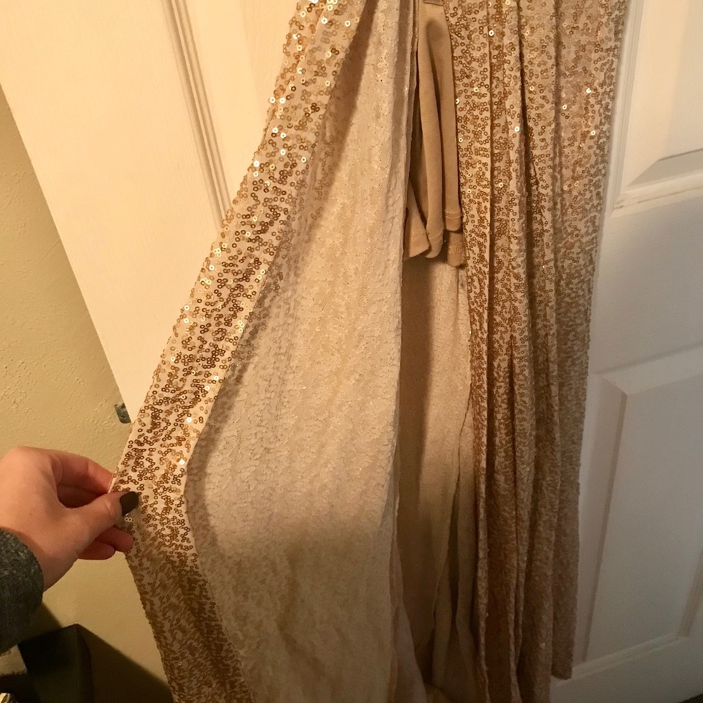 Gold Sequin Long Sleeve Dress
